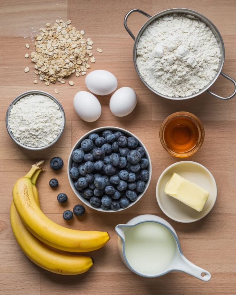 ingredients for blueberry oatmeal muffins recipe