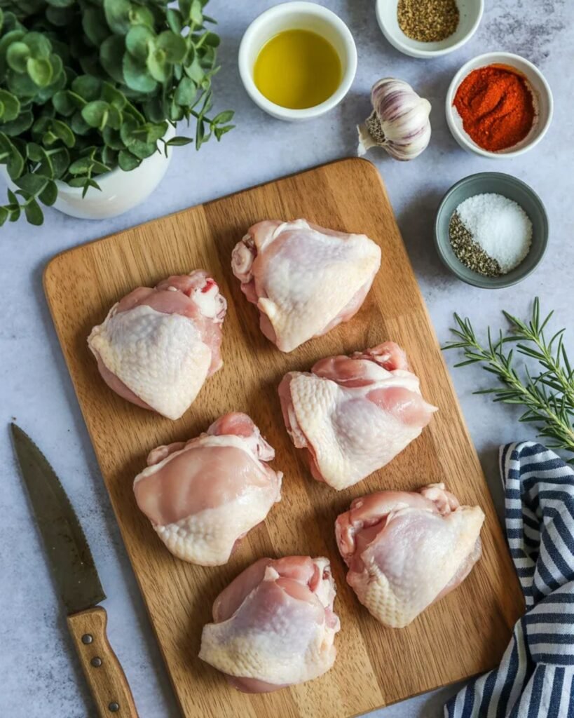Ingredients for crispy baked chicken thighs recipe