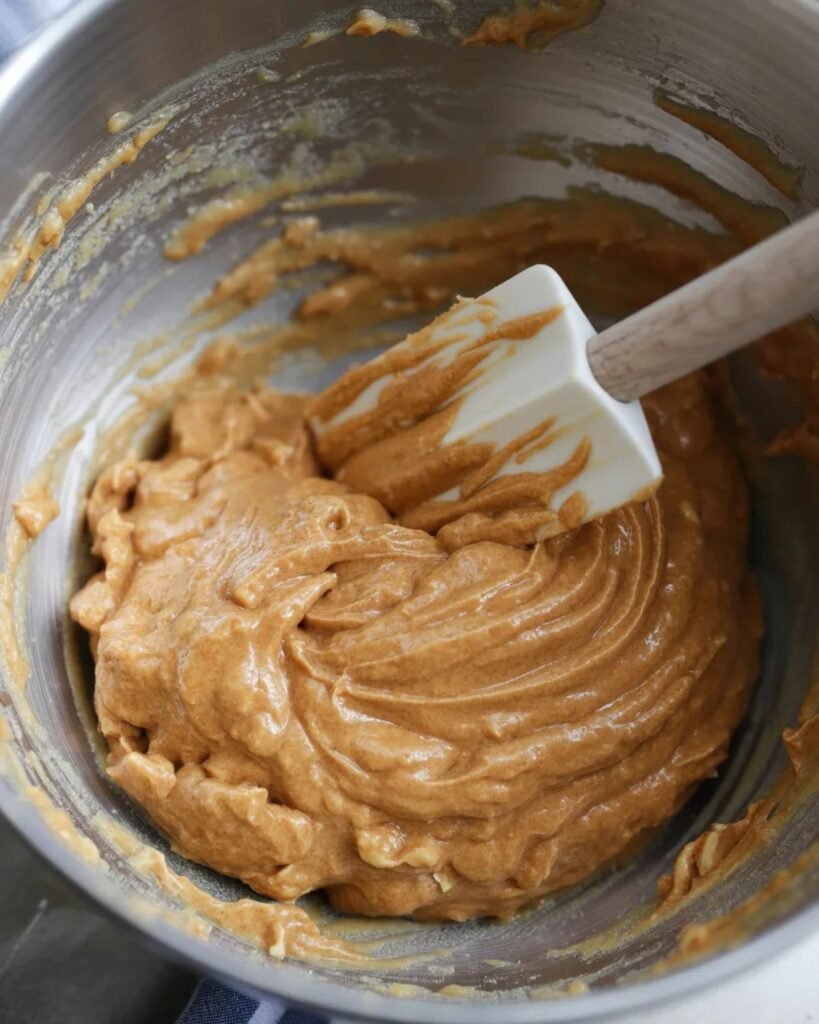 mixing peanut butter base for no bake chocolate peanut butter bars