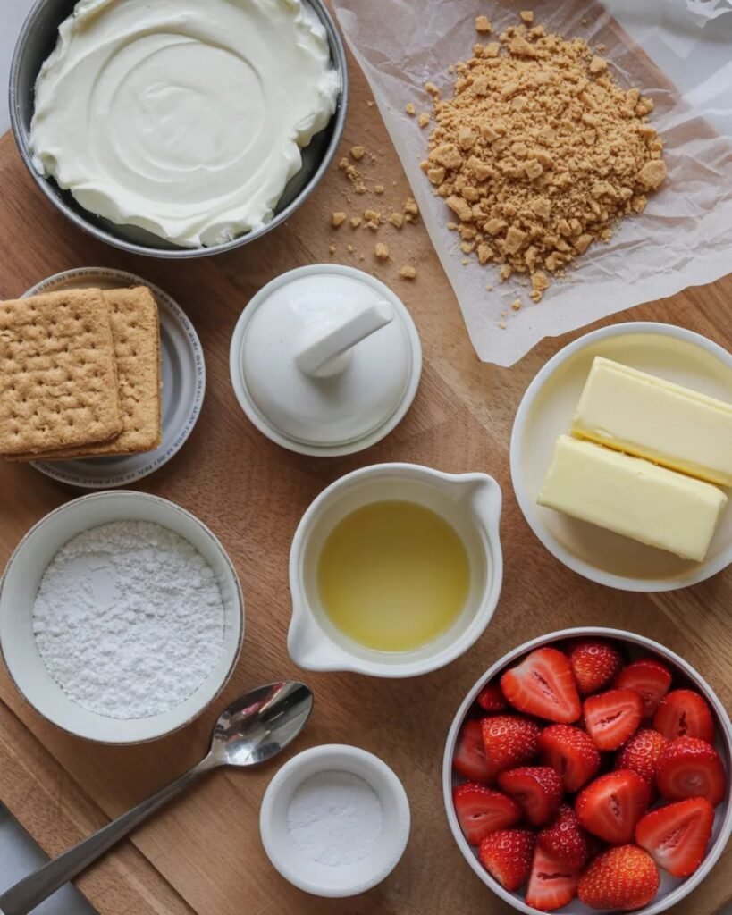 ingredients for strawberry cheesecake cups recipe