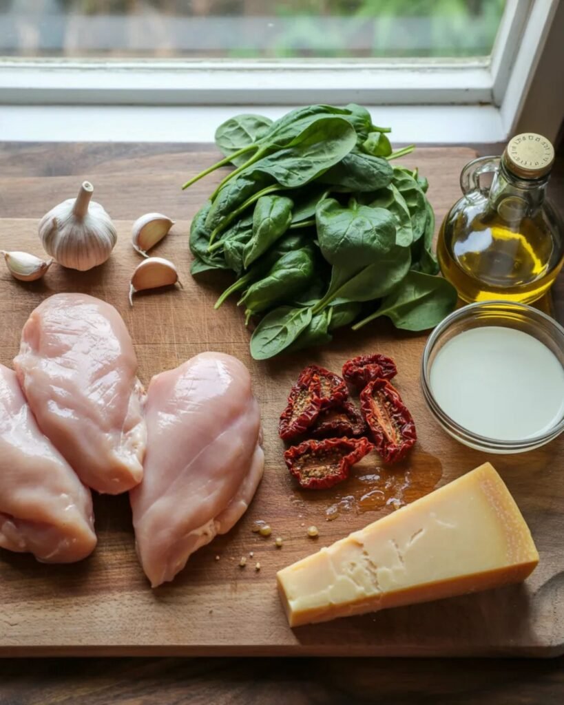 ingredients for creamy tuscan chicken recipe