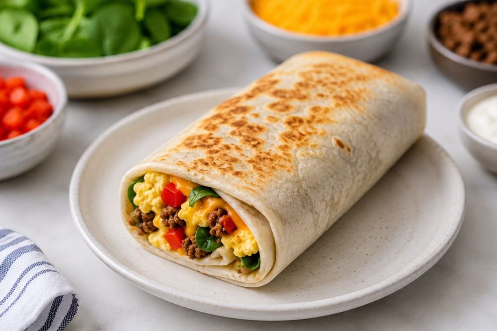 Golden toasted burrito wrapped and ready to serve.